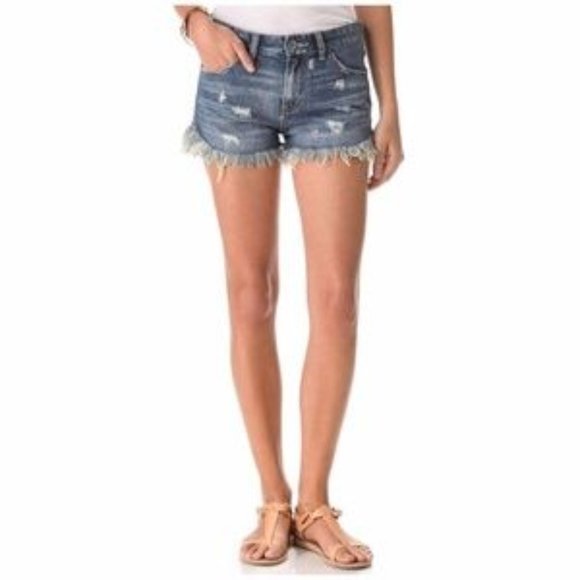 Free People | Dolphin Cutoff Distressed Jean Shorts US 24 - Picture 5 of 5
